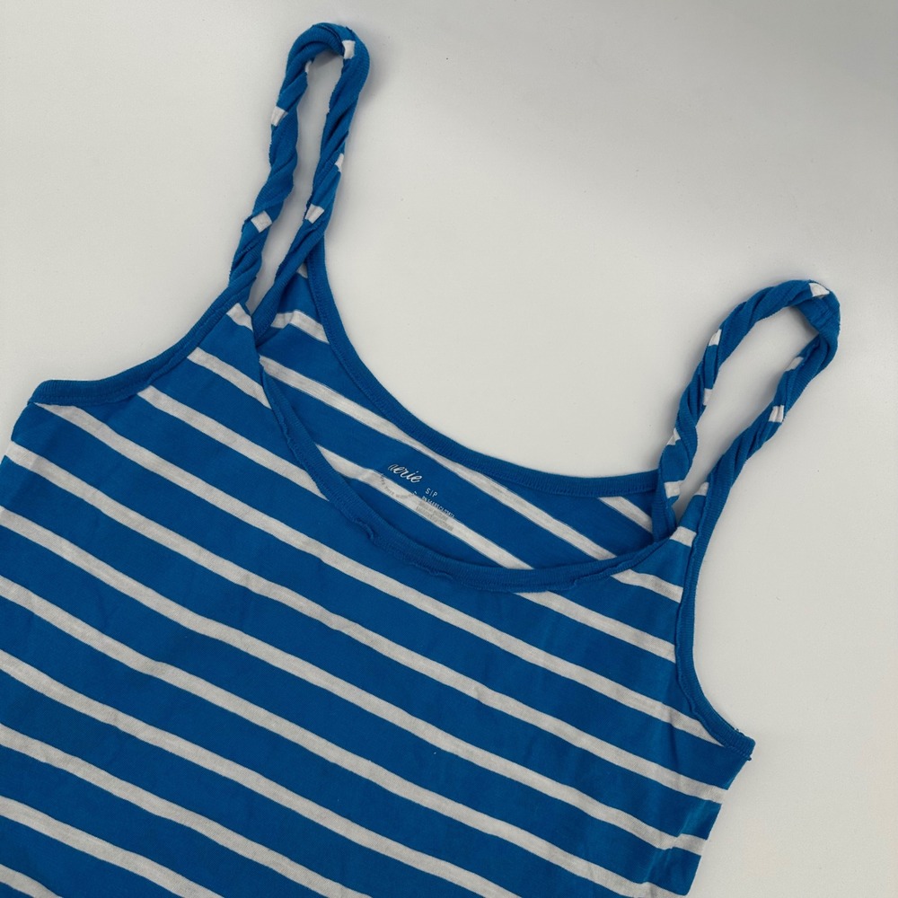 Aerie Blue Striped Cropped Tank Top Braided Strap Casual Women's‎ Small
